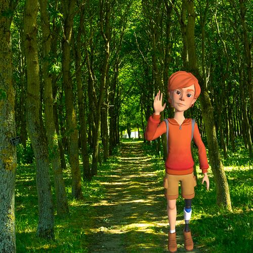 AR Character Sam in the woodland