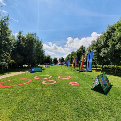 Wide angled image showing the Arboretum Games set up