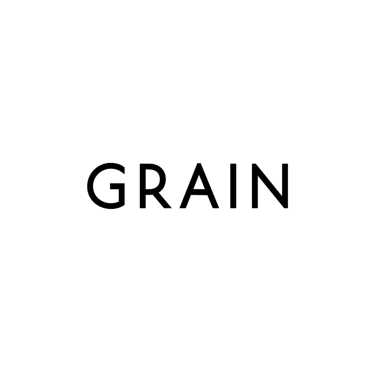 Black logo which spells out the word Grain in capital letters