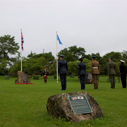 Armed Forces personnel laid wreaths at the British Korean Veterans Association Memorial Garden at the National Memorial Arboretum