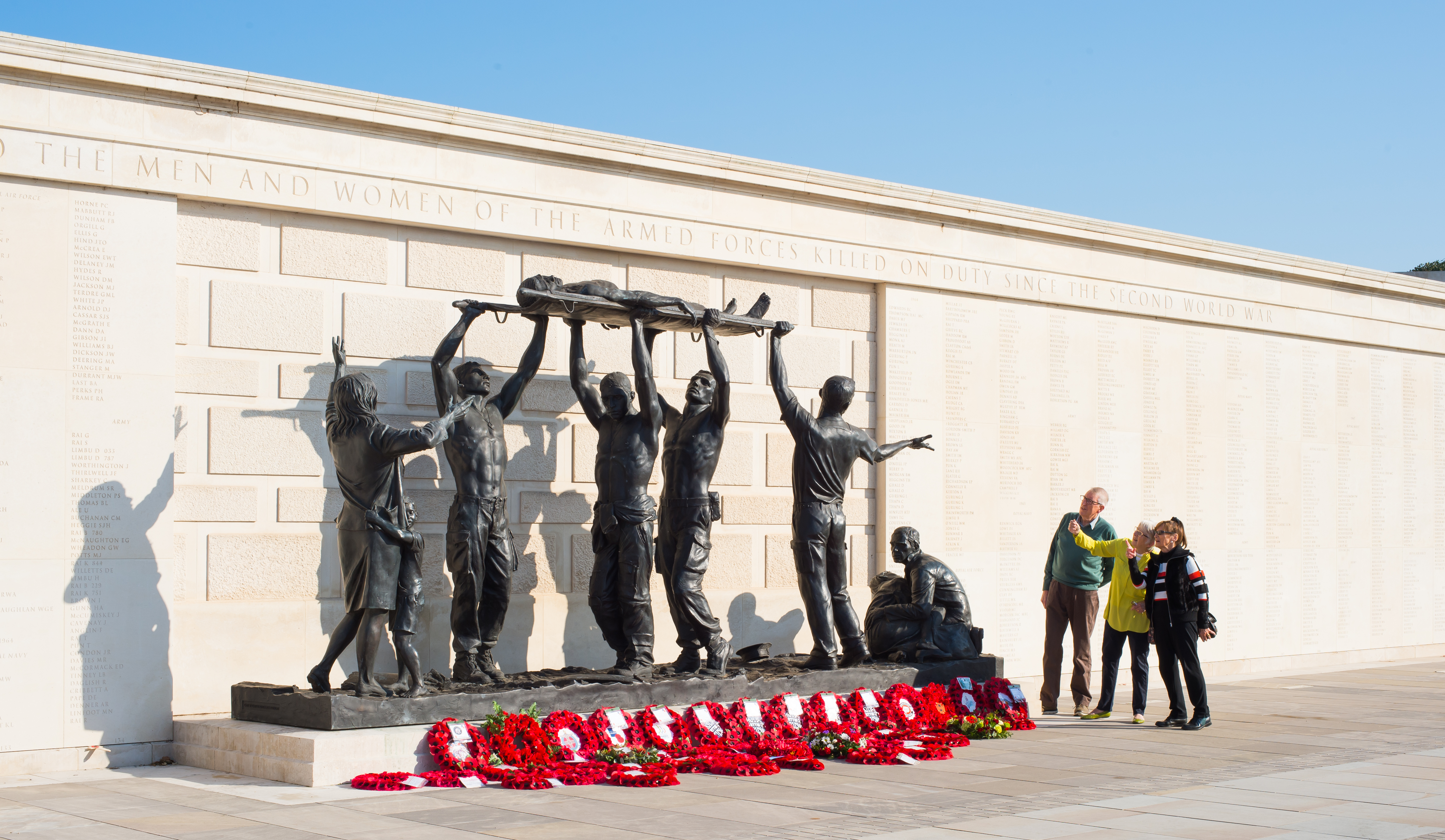 Visitors on top of the Armed Forces Memorial