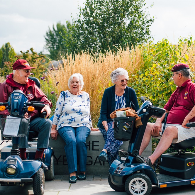 Visitors at the Arboretum using Mobility Scooters